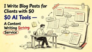 Read more about the article I Write Blog Posts for Clients with $0 AI Tools — A Content Writing Service