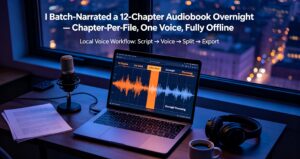 Read more about the article I Batch-Narrated a 12-Chapter Audiobook Overnight — Chapter-Per-File, One Voice, Fully Offline