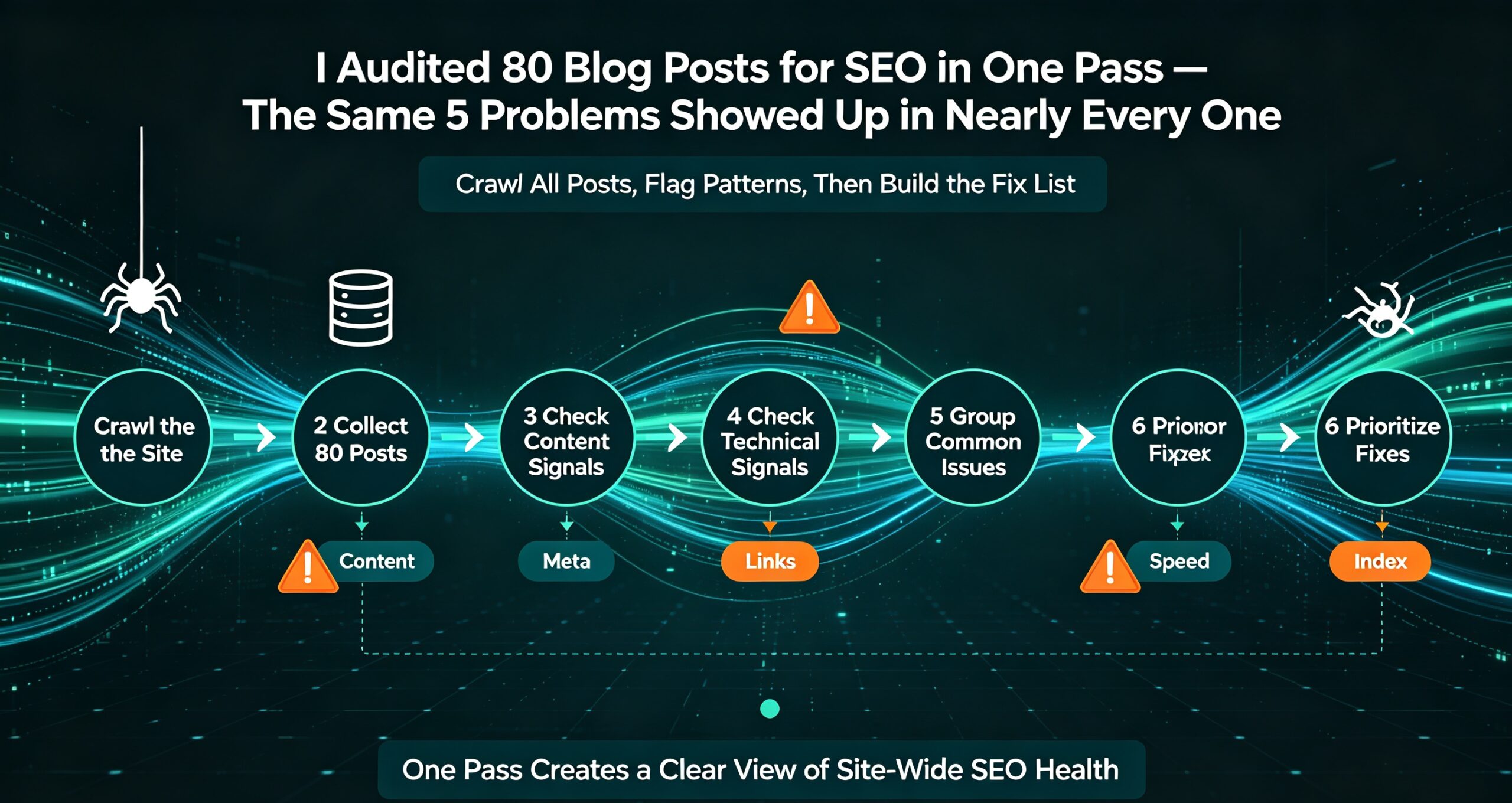 Read more about the article I Audited 80 Blog Posts for SEO in One Pass — The Same 5 Problems Showed Up in Nearly Every One