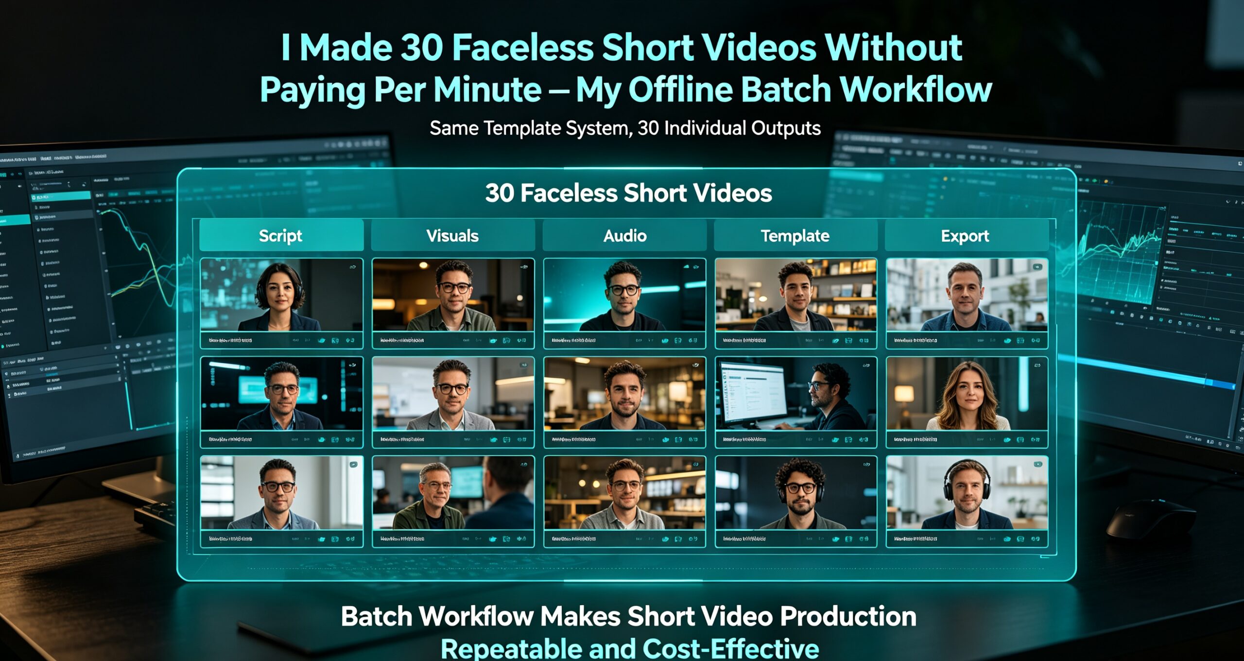 You are currently viewing I Made 30 Faceless Short Videos Without Paying Per Minute — My Offline Batch Workflow