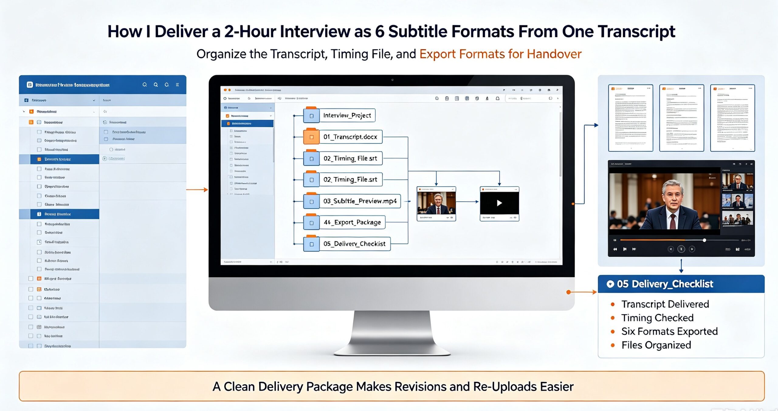 Read more about the article How I Deliver a 2-Hour Interview as 6 Subtitle Formats From One Transcript