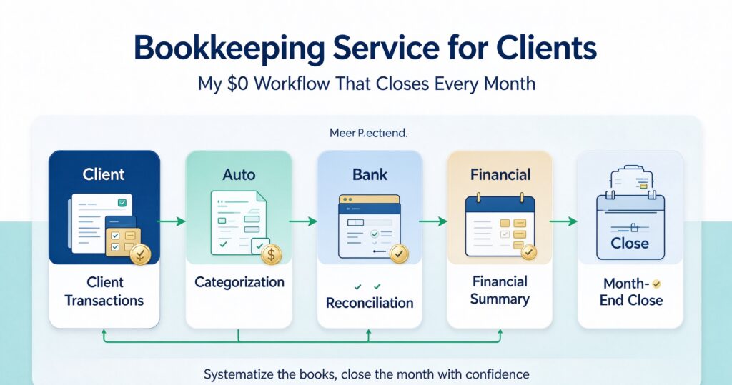 Free spreadsheet ledger used in a bookkeeping service for clients