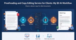 Read more about the article Proofreading and Copy Editing Service for Clients: My $0 AI Workflow