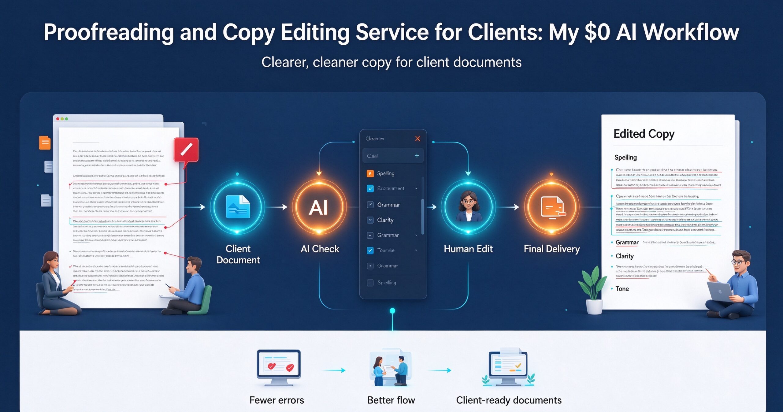 Read more about the article Proofreading and Copy Editing Service for Clients: My $0 AI Workflow